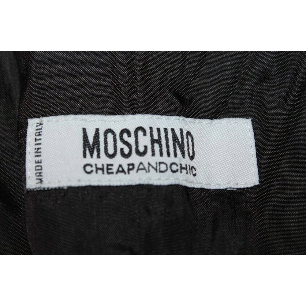 Moschino Sz 8 US Black Crepe Tulle Slip Strapless 100% Wool Fit Flare Dress - Picture 4 of 7